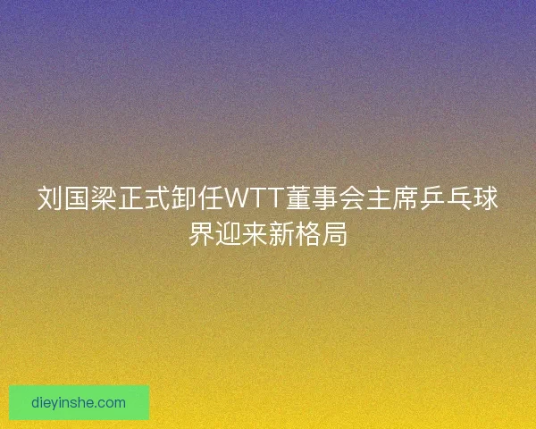 刘国梁正式卸任WTT董事会主席乒乓球界迎来新格局
