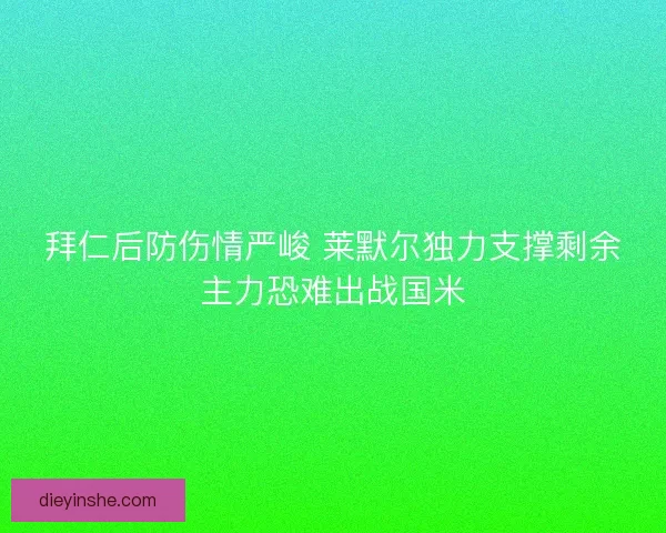 拜仁后防伤情严峻 莱默尔独力支撑剩余主力恐难出战国米