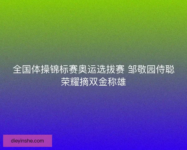 全国体操锦标赛奥运选拔赛 邹敬园侍聪荣耀摘双金称雄